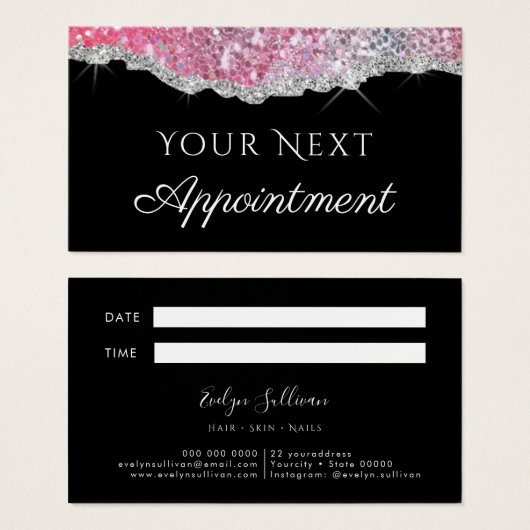 Faux glitter sequin Appointment Card Visitekaartje (Voorkant /achterkant)