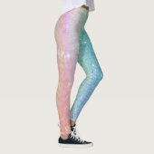 Faux Glitter Sequins Pastel Ombre Pink Blue Leggings (Rechts)