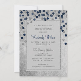 FAUX Glitter Silver Navy confetti Vrijgezellenfees Kaart