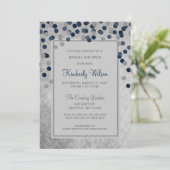 FAUX Glitter Silver Navy confetti Vrijgezellenfees Kaart (Staand voorkant)