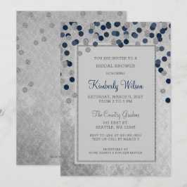 FAUX Glitter Silver Navy confetti Vrijgezellenfees Kaart