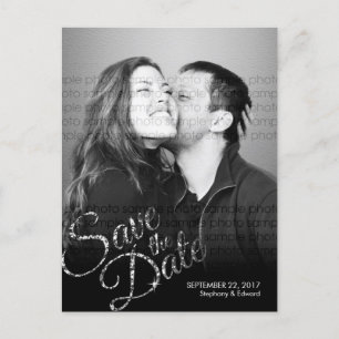 Faux Glitter Silver Save the Date Photo Briefkaart