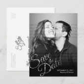 Faux Glitter Silver Save the Date Photo Briefkaart (Voorkant / Achterkant)