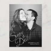 Faux Glitter Silver Save the Date Photo Briefkaart (Voorkant)
