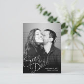 Faux Glitter Silver Save the Date Photo Briefkaart (Staand voorkant)