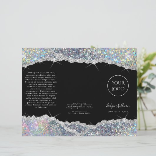 Faux glitter Silver Sequin Brochure (Staand voorkant)