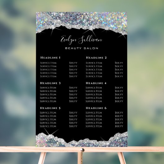 Faux Glitter Silver Sequin prijslijst Acryl Bord (Neutraal)