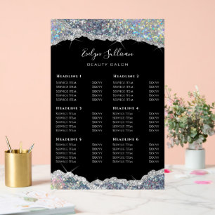 Faux Glitter Silver Sequin prijslijst Acryl Bord