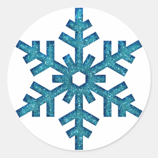 Faux Glitter Sneeuwvlok Kerstmis SticG Ronde Sticker (Voorkant)