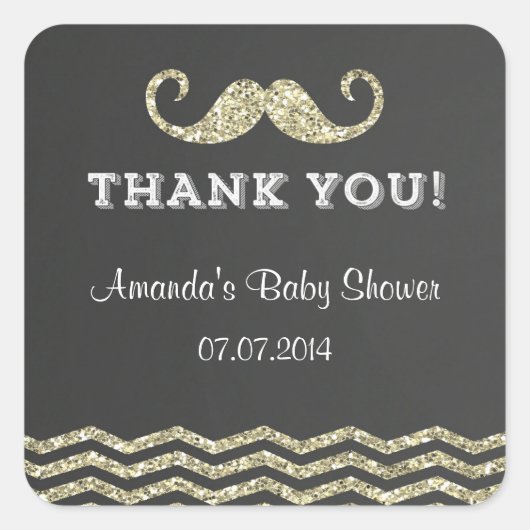 Faux glitter snor dank u Stickers (Voorkant)