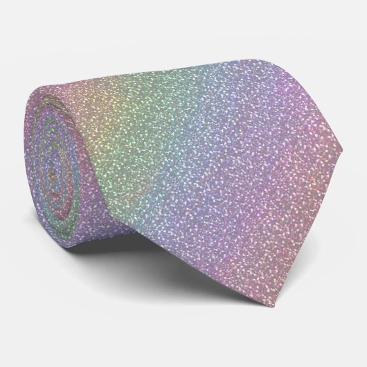 Faux Glitter Sparkles Rainbow Pearl Diagonal Stropdas (Opgerold)