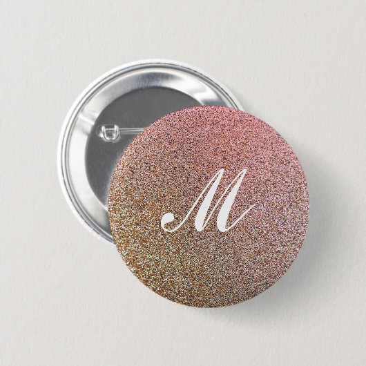 Faux Glitter Sparkly Roos-gouden Button (Voorkant /achterkant)