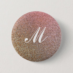 Faux Glitter Sparkly Roos-gouden Button