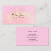 Faux glitter sterren roze waterverf visitekaartje (Voorkant / Achterkant)