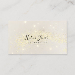 Faux glitter sterren sepia waterverf visitekaartje