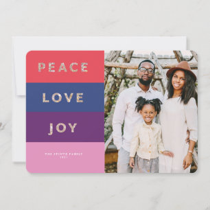 Faux Glitter Striped Jewel Tone-kerstkaart Kaart