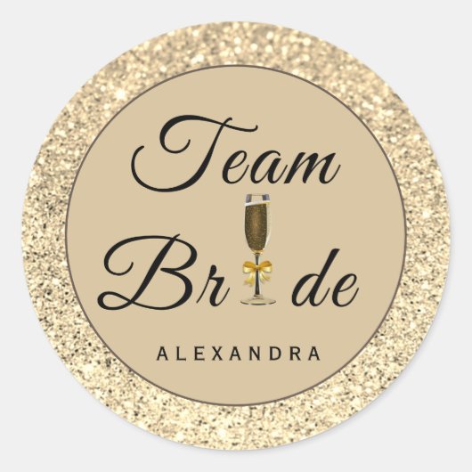 Faux Glitter Team Bruid Sticker (Voorkant)