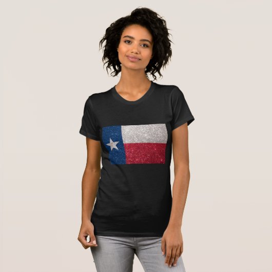 Faux Glitter Texas vlag T-shirt (Voorkant volledig)