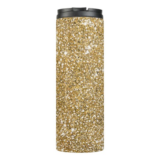 Faux Glitter Textiellook & Aangepaste naam Thermosbeker (Achterkant)