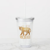 Faux Glitter Tiger gepersonaliseerde naam Acryl Drinkbeker (Voorkant)