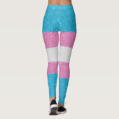 Faux Glitter Transgender Pride Flag Achtergrond Leggings (Achterkant)