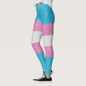 Faux Glitter Transgender Pride Flag Achtergrond Leggings (Links)