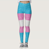 Faux Glitter Transgender Pride Flag Achtergrond Leggings (Voorkant)