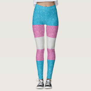 Faux Glitter Transgender Pride Flag Achtergrond Leggings
