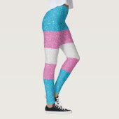Faux Glitter Transgender Pride Flag Achtergrond Leggings (Rechts)