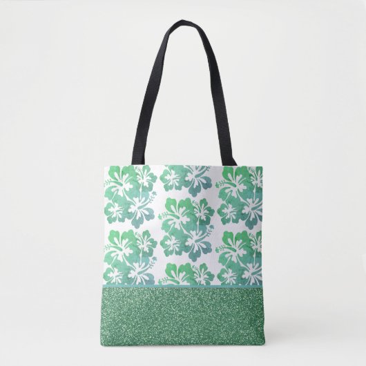 Faux Glitter & Tropische Flower Canvas tas (Voorkant)
