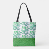 Faux Glitter & Tropische Flower Canvas tas (Achterkant)