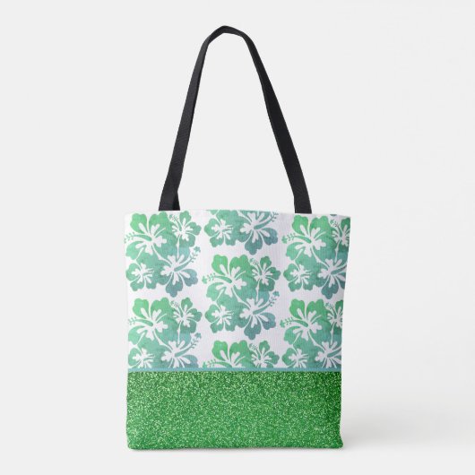 Faux Glitter & Tropische Flower Canvas tas (Achterkant)
