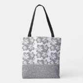 Faux Glitter & Tropische Flower Canvas tas (Achterkant)