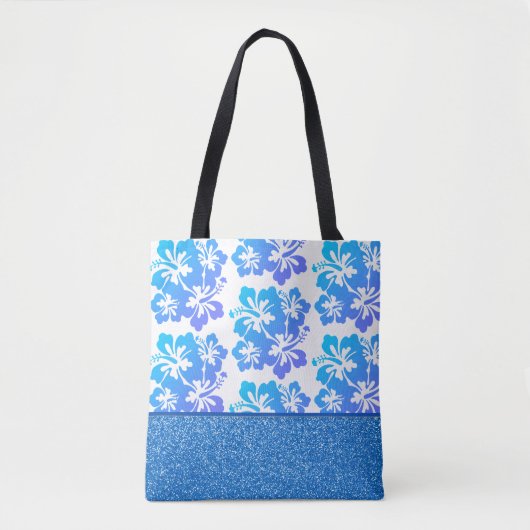 Faux Glitter & Tropische Flower Canvas tas (Voorkant)