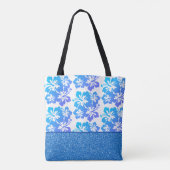 Faux Glitter & Tropische Flower Canvas tas (Achterkant)