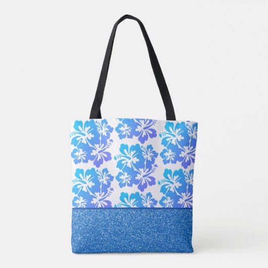 Faux Glitter & Tropische Flower Canvas tas (Achterkant)