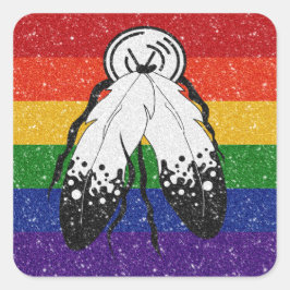 Faux Glitter Two-Spirited Pride Flag Achtergrond Vierkante Sticker