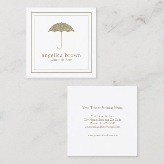Faux Glitter Umbrella Visitekaartje (Voorkant / Achterkant)