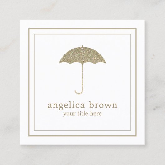 Faux Glitter Umbrella Visitekaartje (Voorkant)