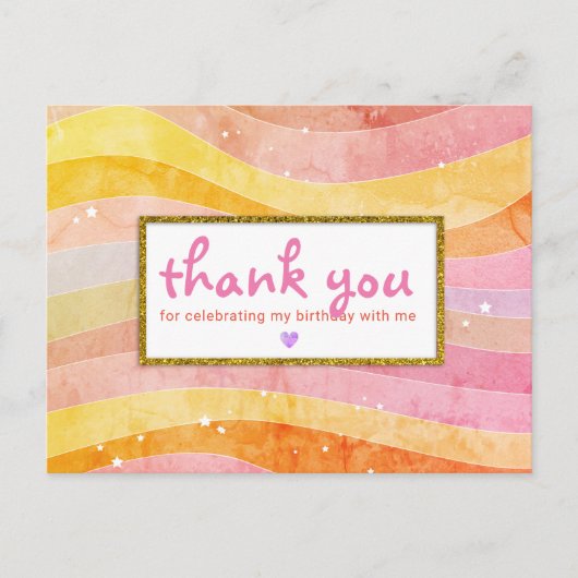 Faux Glitter Unicorn Birthday Hartelijk dank Briefkaart (Voorkant)