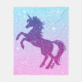 Faux Glitter Unicorn Fleece Blanket MEDIUM