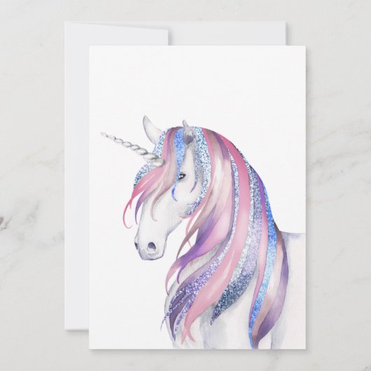 Faux Glitter Unicorn Winter Wonderland Quinceañera Kaart (Achterkant)