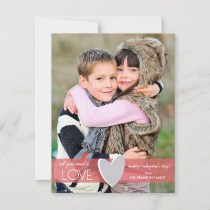 Faux Glitter Valentijnsdag Fotokaart Feestdagenkaart