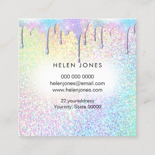 FAUX-glitter Vierkante Visitekaartje (Achterkant)