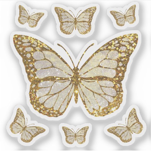 faux glitter vlinders sticker (Voorkant)