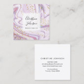 FAUX glitter vloeibare marmer art Square Visitekaa Vierkante Visitekaartje (Voorkant / Achterkant)