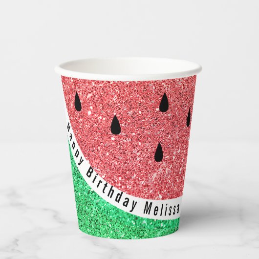 faux glitter watermeloen papieren bekers (Voorkant)