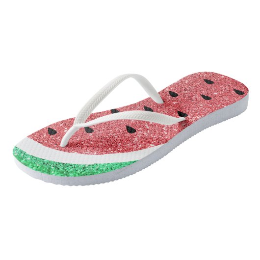 faux glitter watermeloen plak teenslippers (Schuin)