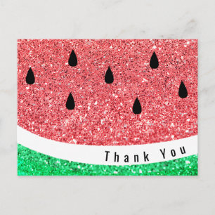 Faux Glitter Watermeloen Slice Dank u Briefkaart