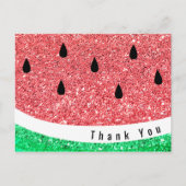 Faux Glitter Watermeloen Slice Dank u Briefkaart (Voorkant)